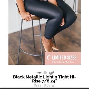 black Metallic light n tight zyia leggings